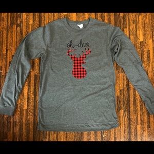 Oh Deer Buffalo Plaid Long Sleeve T-shirt